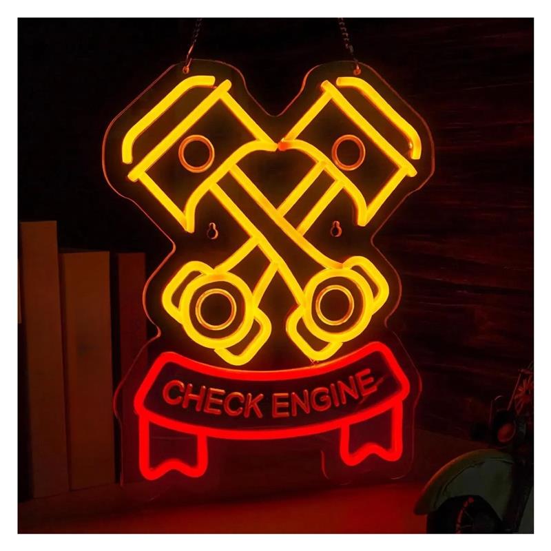 Auto Repair Shop Signs - Letreiro Neon Check Engine para Oficina