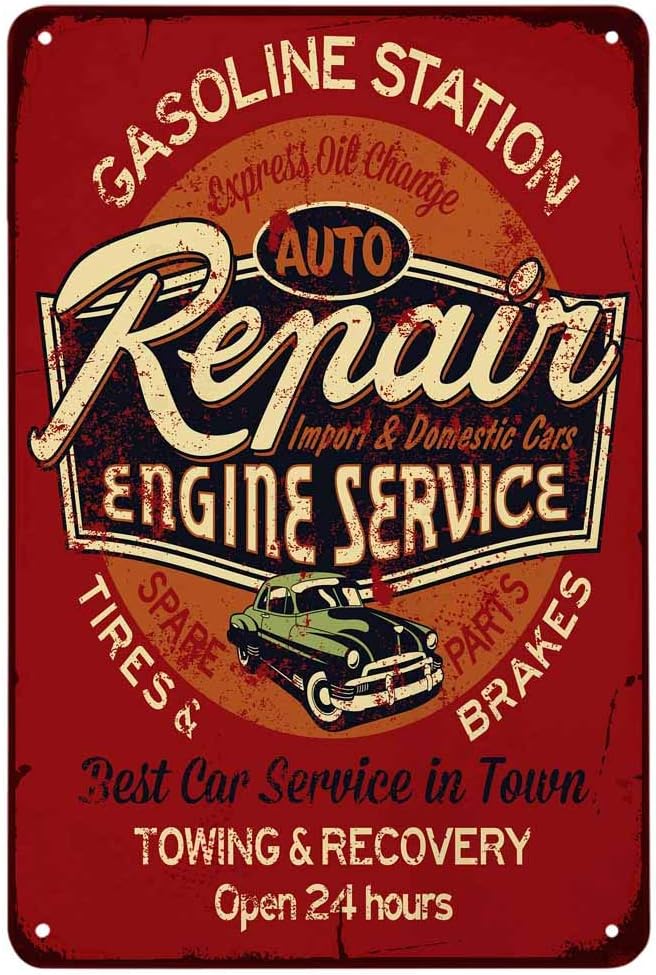 Auto Repair Shop Hours - Placa de Metal Vintage para Reparação